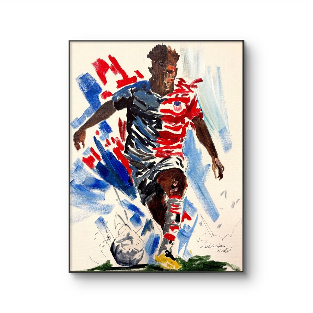 Folarin Balogun 12″x16″ Original Colorful Soccar Acrylic Painting Canvas