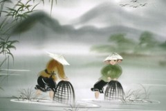 JAPANESE? CHINESE? VIETNAMESE? PAINTING ON SILK? 12.75″ X 8.75″ SIGNED (16