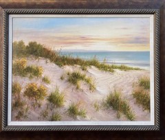Vintage Coastal Sunset Signed B.Smith Vtg Frame Orig Litho 31″X39″