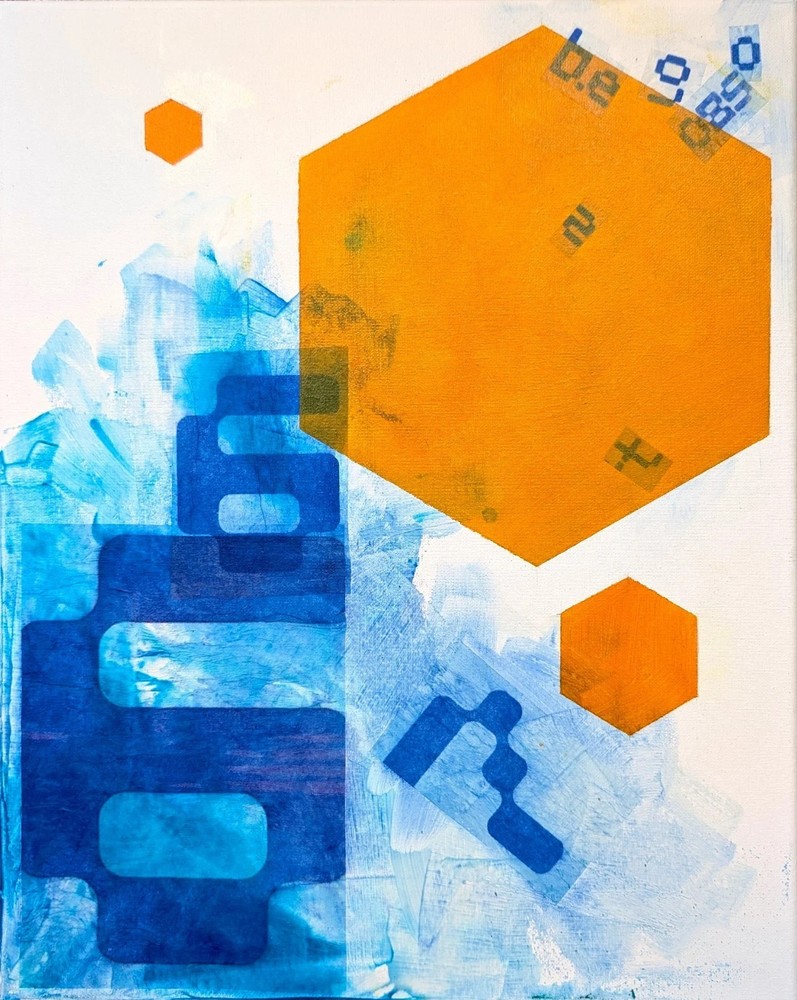 Original Art Mixed Media Acrylic Painting 16×20 on Canvas. ‚Digital Future‘
