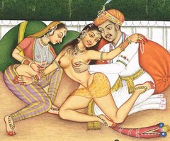 Indian Kama Sutra Art Painting Of Mughal Emperor & Queen Love Scene 6×9.5 Inches
