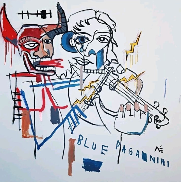 Painting Manuel Mané | „Blue Paganini“ | Original Unique | 150x150cm
