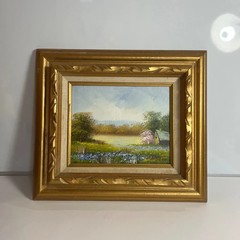 MOLLY MOSS Fine Art Landscape Oil Painting Canvas Antique 17×15 Bucolic Rustic