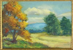 Original oil painting Lillian R. Dunnigan miniature landscape 5″ x 7″ IN/IL/VA