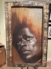 Incredible Fleetwood Covington Original On Tin Titled “Miles Davis” Blues Legend