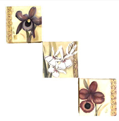 Botanical Floral Canvas Wall Art Set of 3 Flower Prints Farmhouse Floral 7 x7″
