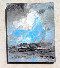 Gloria Galbraith Original Abstract Acrylic Painting Blue Gray Landscape 16×20