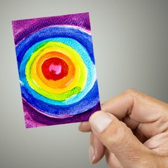 Original painting ACEO miniature OOAK modern art unique circle LGBTQ No. 892