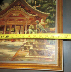 2 OIL ON BOARD PAINTINGS JAPANESE TEMPLE/SHRINE SIGNED M RADIK 1935