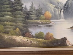 HANTONE RARE Oil Painting On CANVAS Mountain WATERFALL Landscape 44” X 32”