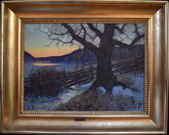 1915 Swedish Oil Painting Winter Landscape Edvard Rosenberg Signed Impressionist