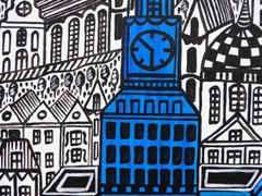 Warszawa Warsaw Cityscape City Colorful Art Oil Painting Modernist Jacek Kiercz