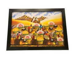 ALONSO FLORES Signed 16×22″ ORIGINAL Oil PAINTING Cusco Peru 2015 Framed!!