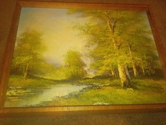 G Whitman Signed Original Oil Painting Landscape Black Gray White Framed 13×15