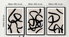 PHOPAGO Large 16x24in Black Lines Abstract Wall Art Ink Wash Minimalist Framed