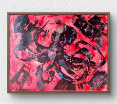 Red Octopus Hand Painted Abstract Contemporary Wall Art Canvas Acrylic 11×14 A27