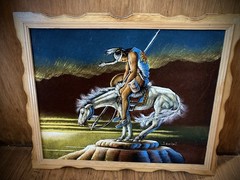 1970’s Vintage Ernesto Sanchez Velvet Painting Signed Framed Art