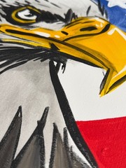 Unique Expressionist American Eagle Acrylic Painting – 16×20″ Stretched Canvas