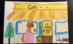 Cat Kitten Cafe Art ORIGINAL Painting Impressionism 4×6 GAT PAINTINGS