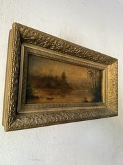 FINE ANTIQUE 19TH CENTURY LANDSCAPE OIL PAINTING OLD HUDSON RIVER SCHOOL 1880s