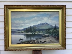 1914 Oil/Canvas Swedish Artist Carl Johan Granberg Incredible Gilt & Gesso Frame