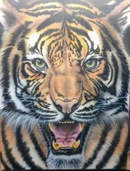 Tiger Is On A 18X24 Signed, airbrushed freehand and only one made by me.