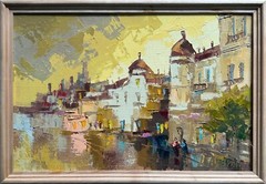 Oil painting It’s almost evening Ukrainian painter Canvas Framed original art