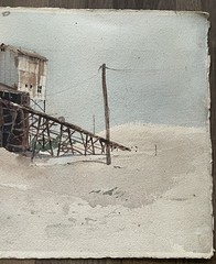 Robert Wilson Double Sided Watercolor Paintings Boats Mill Signed 15 x 22.5