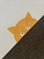 Humorous Cat Face Painting 20×16″ Black Gray Orange Tabby Siamese
