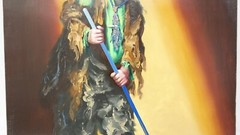 Clown Painting Rusty Rust EMMETT KELLY Oil Canvas 1983 1/250 24″ x 20″ Sweeping