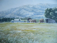 MARION HAWS, UTAH WATERCOLORIST WATERCOLOR VINTAGE RURAL LANDSCAPE IMPRESSIONIST