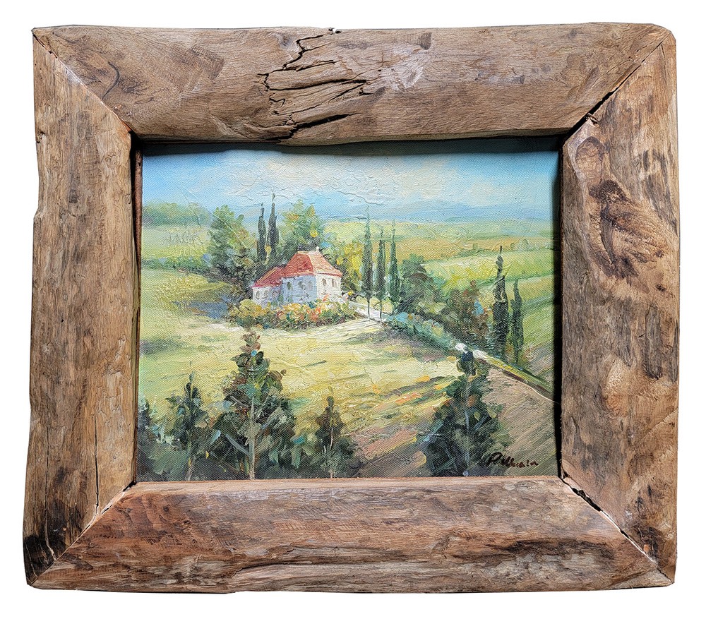 Hungryartist – Fine oil painting of Tuscany villas in an unique old wood frame