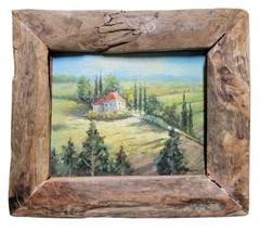 Hungryartist – Fine oil painting of Tuscany villas in an unique old wood frame
