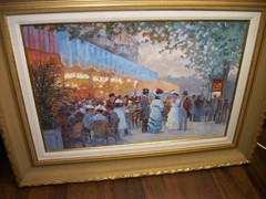 Vintage Texas Artist Robert Hamman (1938 – ) Original Oil Cafe Scene 39″ x 29″
