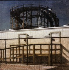 1990s Painting CONEY ISLAND Roller Coaster THUNDERBOLT Before Demolition NY