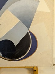Vintage Modernist mcm Abstract Cubist Biomorphic DOG Painting Interior design