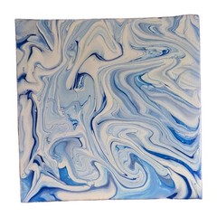 Abstract Fluid Pour Painting 6 x 6 Canvas Board Home Decor Wall Art White Blue