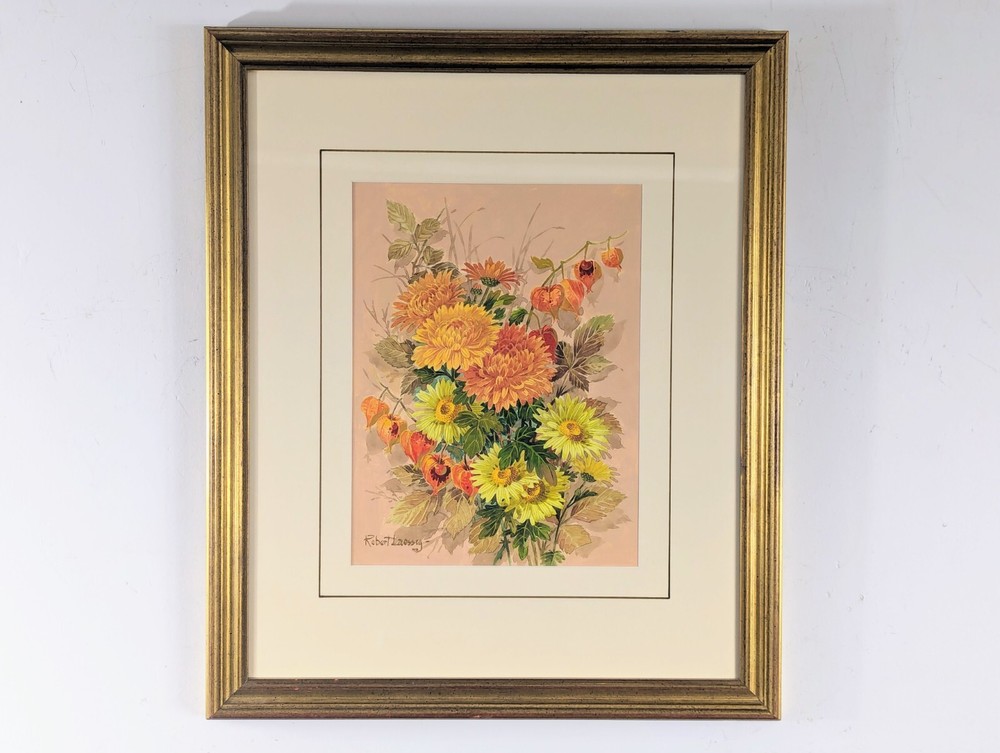 Robert Laessig Original Watercolor Painting „Autumn Bouquet“ with COA