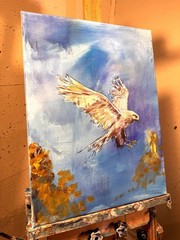 Original Abstract Hawk 12×16 Expressionism Hand Painted Living Room Art 298