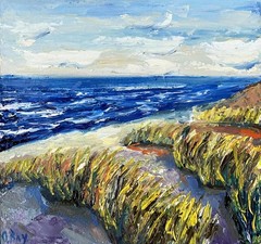 Lake Michigan Painting Original Art Landscape Impasto Oil Painting signed