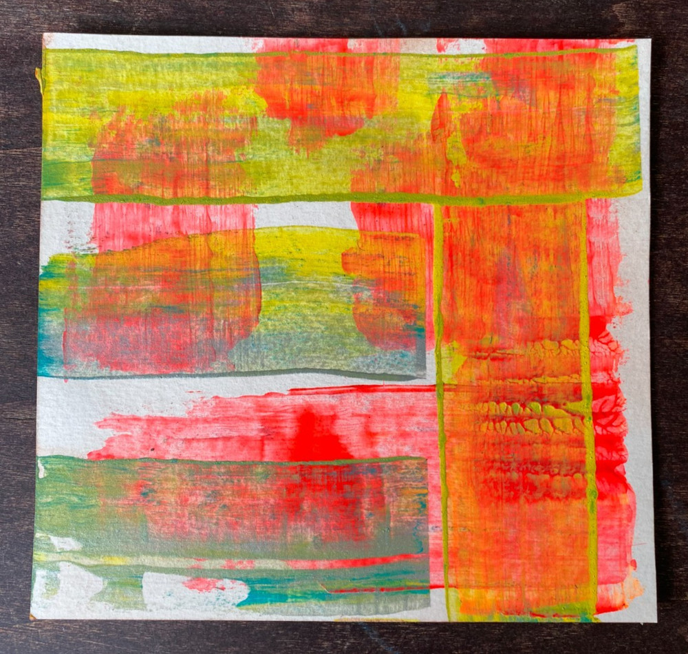 15 x 16cm contemporary abstract original painting on watercolor paper signed