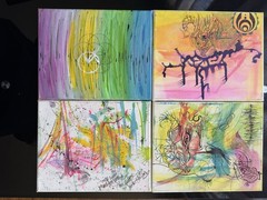 Set of 4 Original Abstract Acrylic Paintings Modern Art Gallery Wall Canvas 10×8