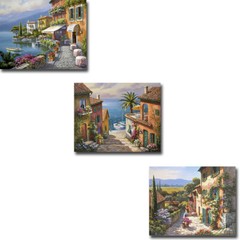 Tuscan Riviera by Sung KIm 3-pc Canvas Giclee Art Set (12 in x 15 in Each pc)