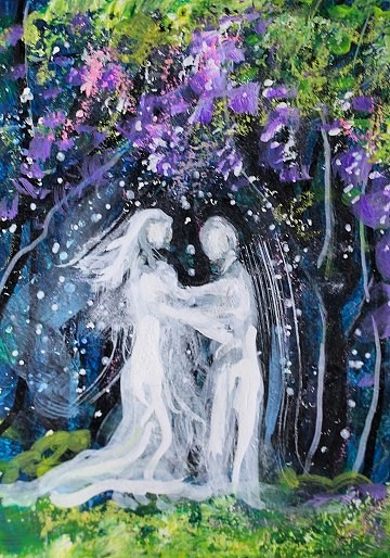 ACEO Original Painting Divine Energy Soul Union Self TWIN FLAME Love Stars ART