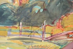 Peter Berndt 1937-2021 Berlin/watercolor 1996 „Weir near Mellensee“ Brandenburg