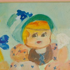 Little Bo Peep Painting In Pink Wooden Frame Artist Signed Kitschy 9.5×7.5 Sweet