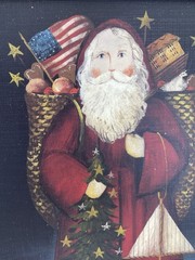 Mary Beth Baxter American Folk Art Santa Claus 12×10 Painting Numbered Signed