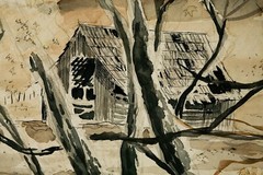 Mid Century Watercolor by J. Adams “Suey Ranch”