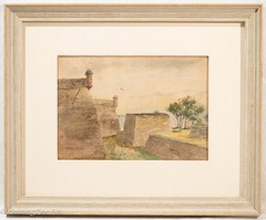 Beautiful Antique Painting of St. Augustine Fort Castillo de San Marcos, Fine!
