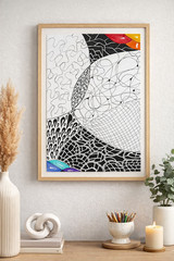 Modern abstract art scandinavian decor black and white wall art minimalist
